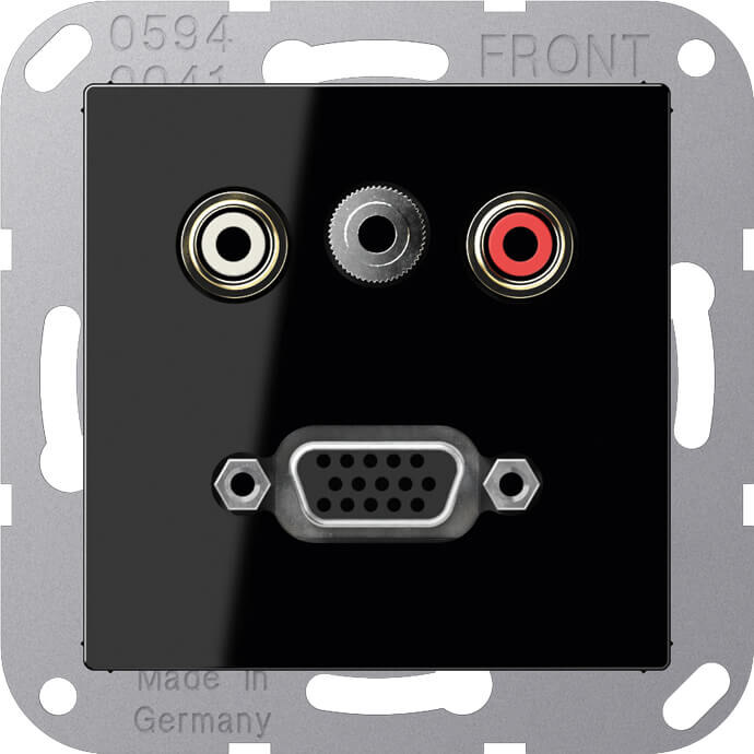 Jung Jung Multimedia-Anschluss schwarz Cinch/Klinke 3,5/VGA MA A 1072 SW