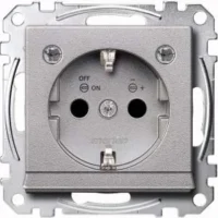 Merten SCHUKO-Steckdose alu Lichtausl.LED-Bel. MEG2304-0460