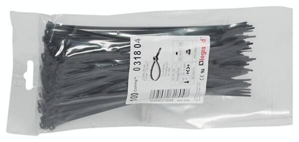 Legrand Legrand 031804 Kabelbinder Colring schwarz innenverzahnt 3,5x180mm UV-best.