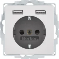 Berker Steckdose SCHUKO/USB Q.x, aluminium samt 48036084