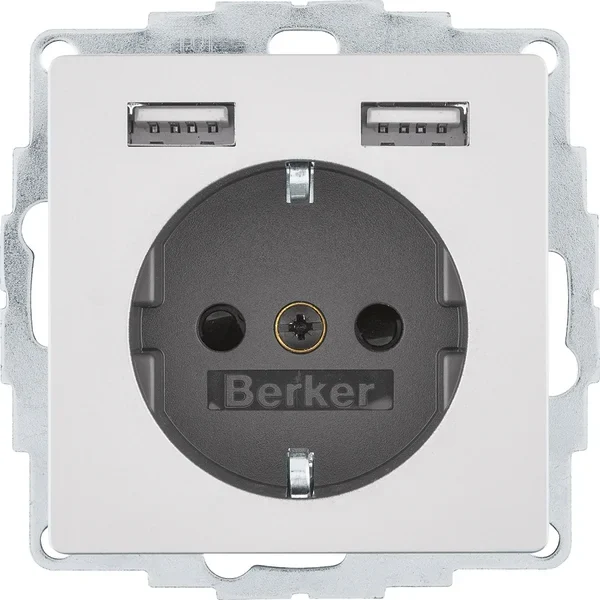 Berker Berker Steckdose SCHUKO/USB Q.x, aluminium samt 48036084