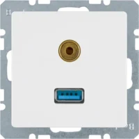 Berker Steckdose USB/3,5mm Audio polarweiß samt 3315396089