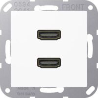 Jung Multimedia-Anschluss alpinweiß 2 x HDMI mit Tragring MA A 1133 WW