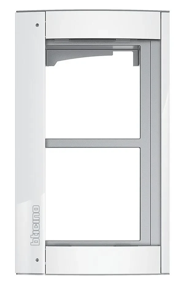 Legrand BTicino 350222 Abdeckrahmen 2M mit Träger für Türstation SFERA Aluminium Allwhite