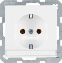 Berker SCHUKO-Steckdose pws/samt mit Beschriftungs-feld 47506089