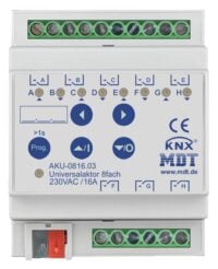 MDT Technologies Universalaktor AKU 8-fach 4TE Reiheneinbaugerät, 16A, 230VAC, 100µF, AKU-0816.03