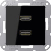 Jung Multimedia-Anschluss schwarz 2 x HDMI mit Tragring MA A 1133 SW