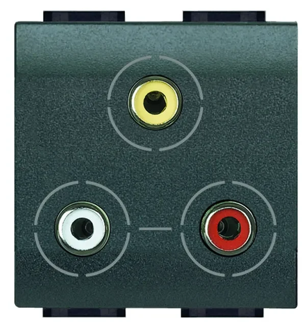 Legrand BTicino L4283 Audio-Anschlussdose 2M 3xRCA (Cinch) SK Anthrazit