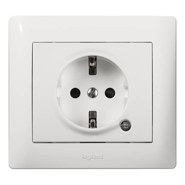 Legrand Legrand 771048 Schuko Steckdose mit erhöht Berührungsschutz beleuchtet Galea ultraweiß