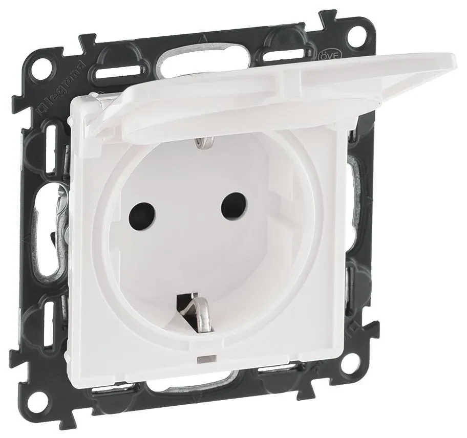 Legrand Legrand 753117 Schuko Steckdose Klappdeckel. mit erhöht Berührungsschutz Valena Life ultraweiß