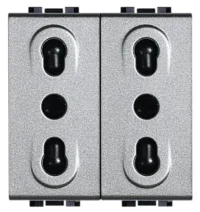 BTicino NT4180/2 Steckdose ital. 19/26mm mit erhöht Berührungsschutz 2M Tech