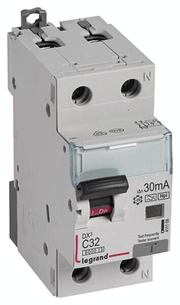 Legrand 411108 DX3 Fi/LS-Schalter C 32A 1P+N 6kA 30mA Typ F 230VAC 2TE