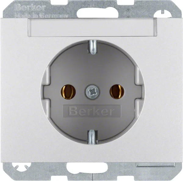 Berker Berker SCHUKO-Steckdose aluminium mit Beschriftungsfeld 47397003