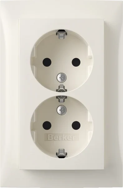 Berker Berker SCHUKO-Doppelsteckdose Abdeckpl. pws-glanz 47598989