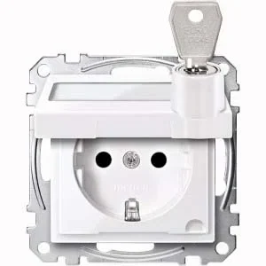 Merten Merten SCHUKO-Steckdose alpinweiß/gl Klappdeckel MEG2315-0325