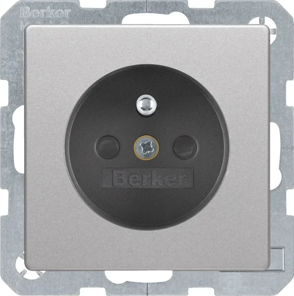 Berker Berker Steckdose alu/samt mit Schutzkontakt 6768766084