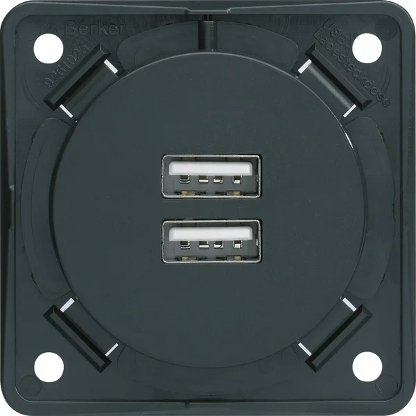 Berker USB-Ladesteckdose anthrazit-matt 2-fach 3A 926102505