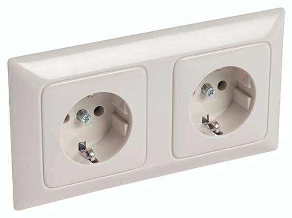 Legrand Legrand 776122 Steckdose (SL) 2-fach waagerecht volle Platte Creo mandelweiß