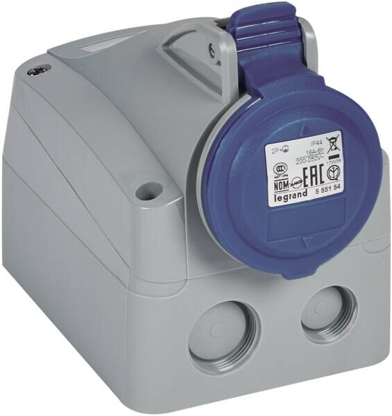 Legrand 555154 CEE-Aufputzsteckdose P17 Tempra Pro 3-polig 16A 230VAC blau IP44