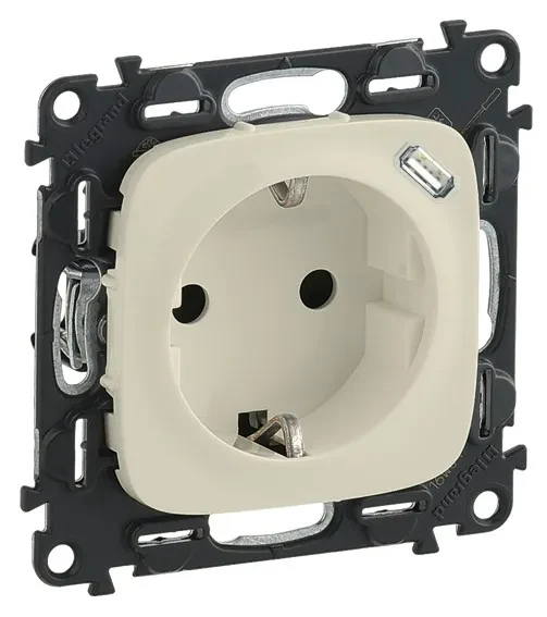 Legrand Legrand 753006 Steckdose Berührungsschutz+USB C Ladestecker Valena Allure mandelweiß