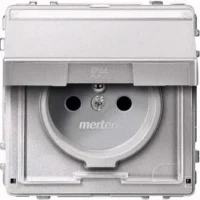Merten Steckdose alu Schuko.stift Klappd. MEG2612-7260