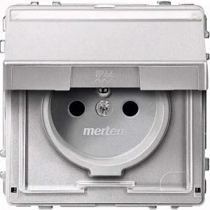 Merten Merten Steckdose alu Schuko stift Klappdeckel. MEG2612-7260