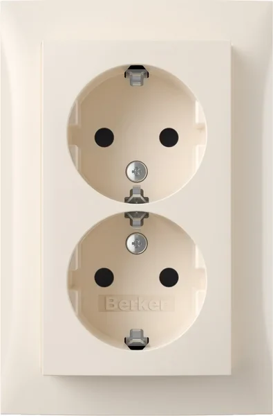 Berker Berker SCHUKO-Doppelsteckdose Abdeckpl. ws-glanz 47598982