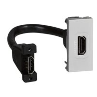 Legrand 079378 HDMI 2.0 Anschlusseinheit vorverdr. 1m mit Kabel Mosaic Aluminium