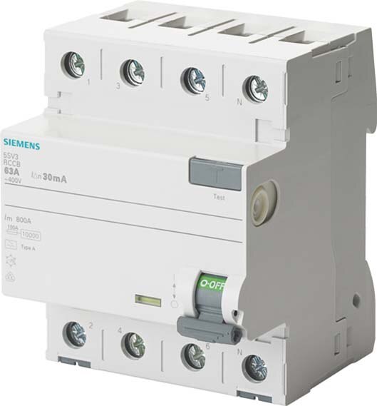 Siemens Siemens 5SV3346-6 FI-Schutzschalter 4polig Typ A 63A 30mA AC400V