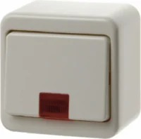 Berker AP-Wippkontr schalter weiß mit roter Linse 301640