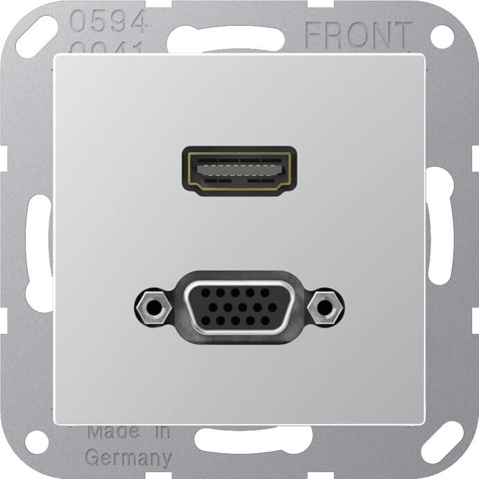 Jung Jung Multimedia-Anschluss alu HDMI/VGA mit Tragring MA A 1173 AL