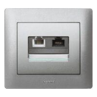 Legrand 771375 Abdeckung VDI 30° flach RJ45 Beschriftung träger Galea soft Aluminium