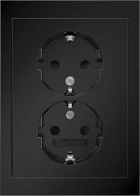 Berker Doppelsteckdose SCHUKO R.3 schwarz glänzend 47592245