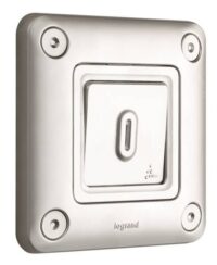 Legrand 077842 Taster Schließer 1-polig beleuchtet Soliroc IP55 IK10 grau
