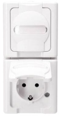 Kopp 131402009 Schutzkontsteckd AP-FR 2-fach senk.16A IP44 Blueelectric arktis