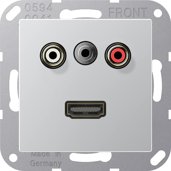 Jung Jung Multimedia-Anschluss alu Cinch/Klinke3,5/HDMI MA A 1082 AL