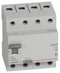 Bild vom Produkt: Legrand 402076 RX3 Fi-Schalter 63A 4-polig 30mA Typ A 400VAC 4TE