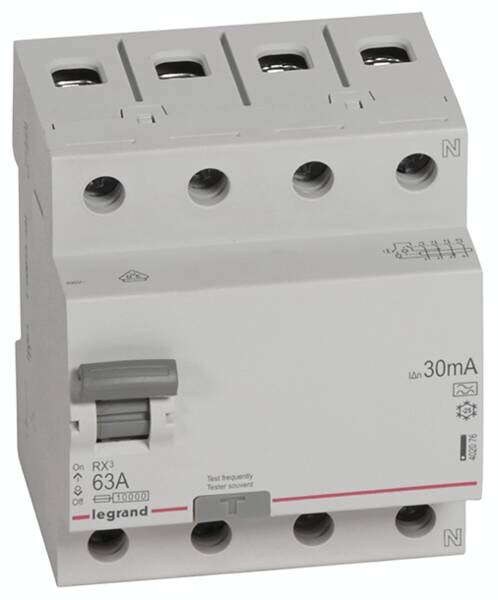 Legrand 402076 RX3 Fi-Schalter 63A 4-polig 30mA Typ A 400VAC 4TE