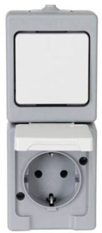 Kopp 130148003 Aus-/Wechselschalter SteckdoseAP-FR senk.10AX 16A 250V grau