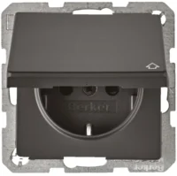 Berker SCHUKO-Steckdose anthrazit/sa mit Klappdeckel 47516086