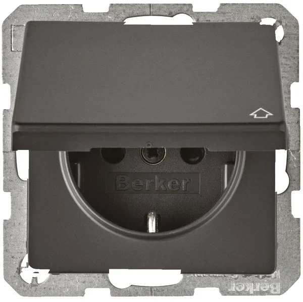 Berker Berker SCHUKO-Steckdose anthrazit/sa mit Klappdeckel 47516086