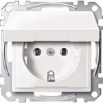 Merten SCHUKO-Steckdose pws/gl Klappdeckel MEG2311-0319