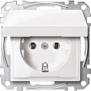 Merten Merten SCHUKO-Steckdose pws/gl Klappdeckel MEG2311-0319