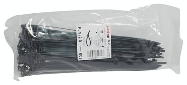 Legrand Legrand 031814 Kabelbinder Colring schwarz innenverzahnt 7,6x290mm UV-best.