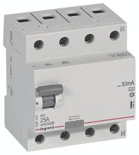 Bild vom Produkt: Legrand 402074 RX3 Fi-Schalter 25A 4-polig 30mA Typ A 400VAC 4TE