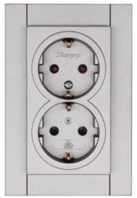 Kopp 929547086Schutzkontaktsteckdose 2-fachKS D 60mm 16A 250V Athenis stahl