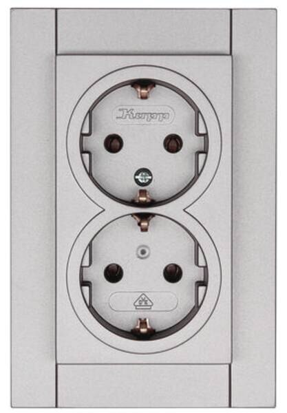 Kopp Kopp 929547086Schutzkontaktsteckdose 2-fachKS D 60mm 16A 250V Athenis stahl