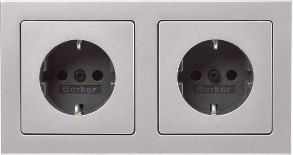 Berker Berker Steckdosen-Kom SCHUKO 2-fach m Ra Q.3 aluminium 47206094