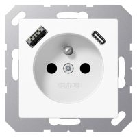 Jung A1520F-15CAWW Steckdose Frz/Belg m. USB Typ AC