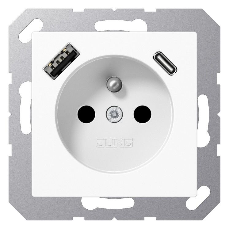 Jung Jung A1520F-15CAWW Steckdose Frz/Belg m. USB Typ AC